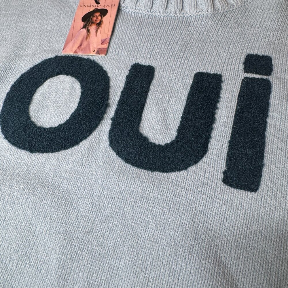 Sincerely Jules Light Blue Oui Cropped Sweater Size XS NEW WITH TAG - Picture 2 of 6